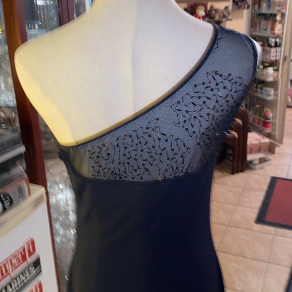 JS Boutique Size 10 Blue Sequin one Shoulder Gown Formal Evening dress - Picture 4 of 6
